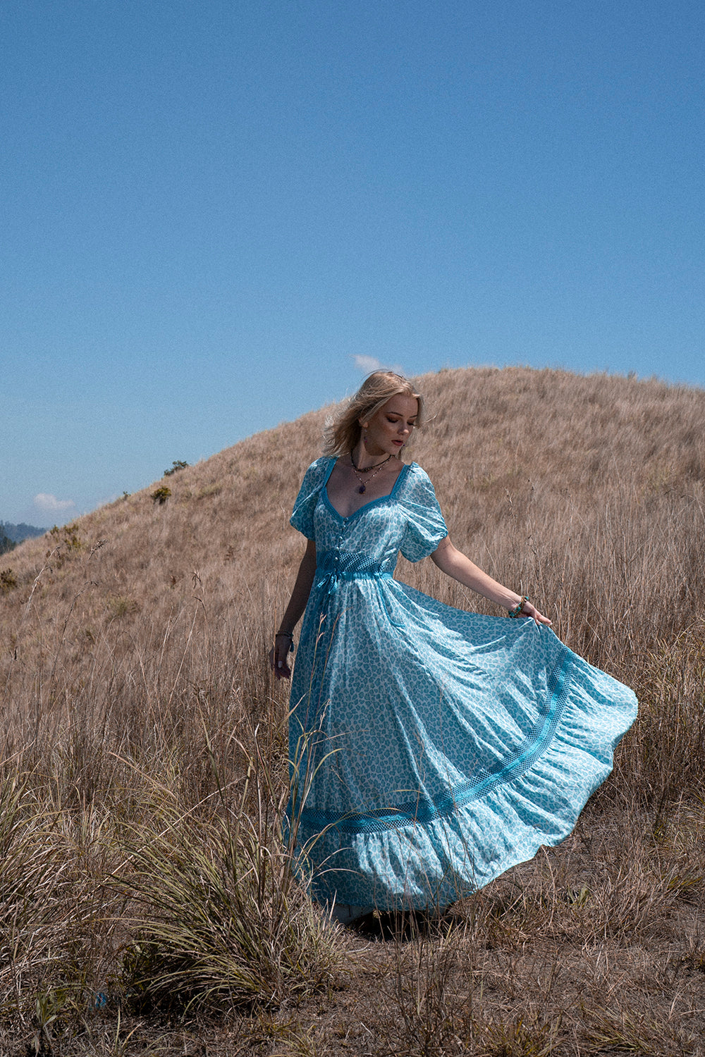 Turquoise blue cheap maxi dress