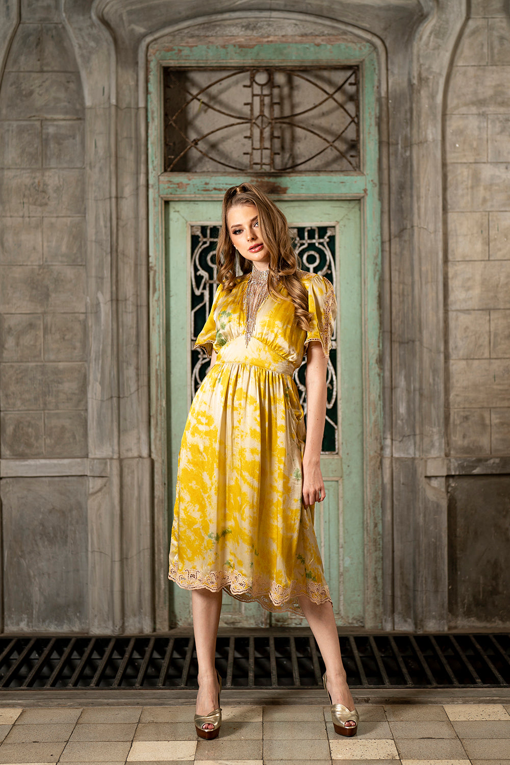 Self portrait hot sale mustard dress