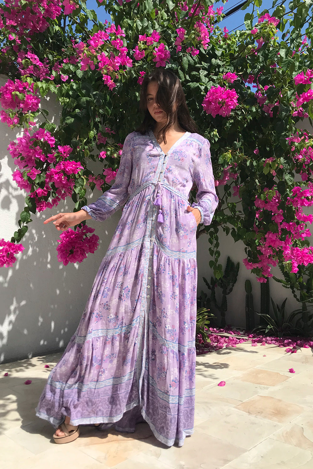 The Alannah Maxi Dress in Lilac by Tulle and Batiste, a versatile piece with complimentary custom tailoring for a flawless fit.