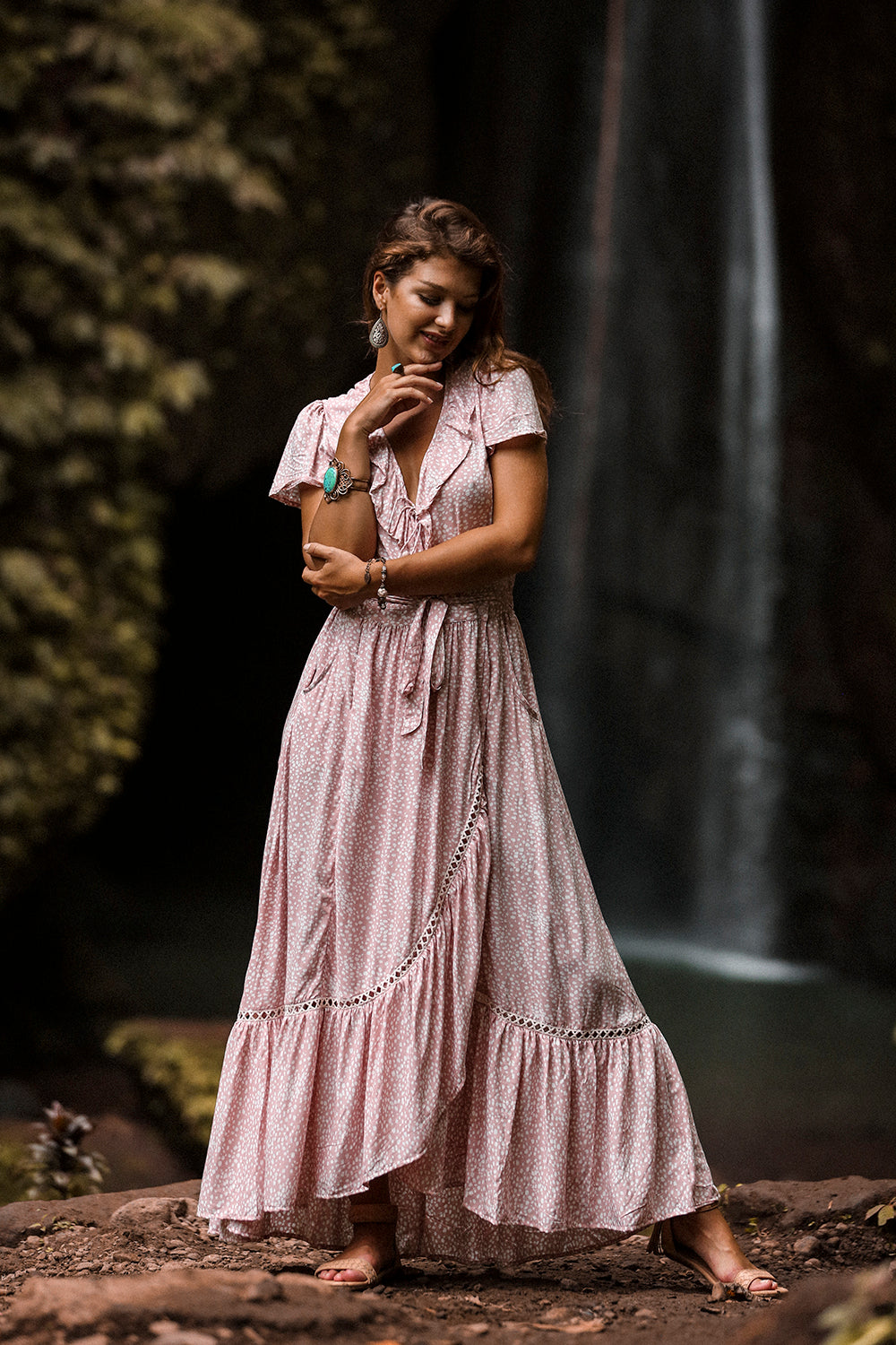 Alice Wrap Maxi Dress - Primrose Pink - Call me Polka - Tulle and Batiste