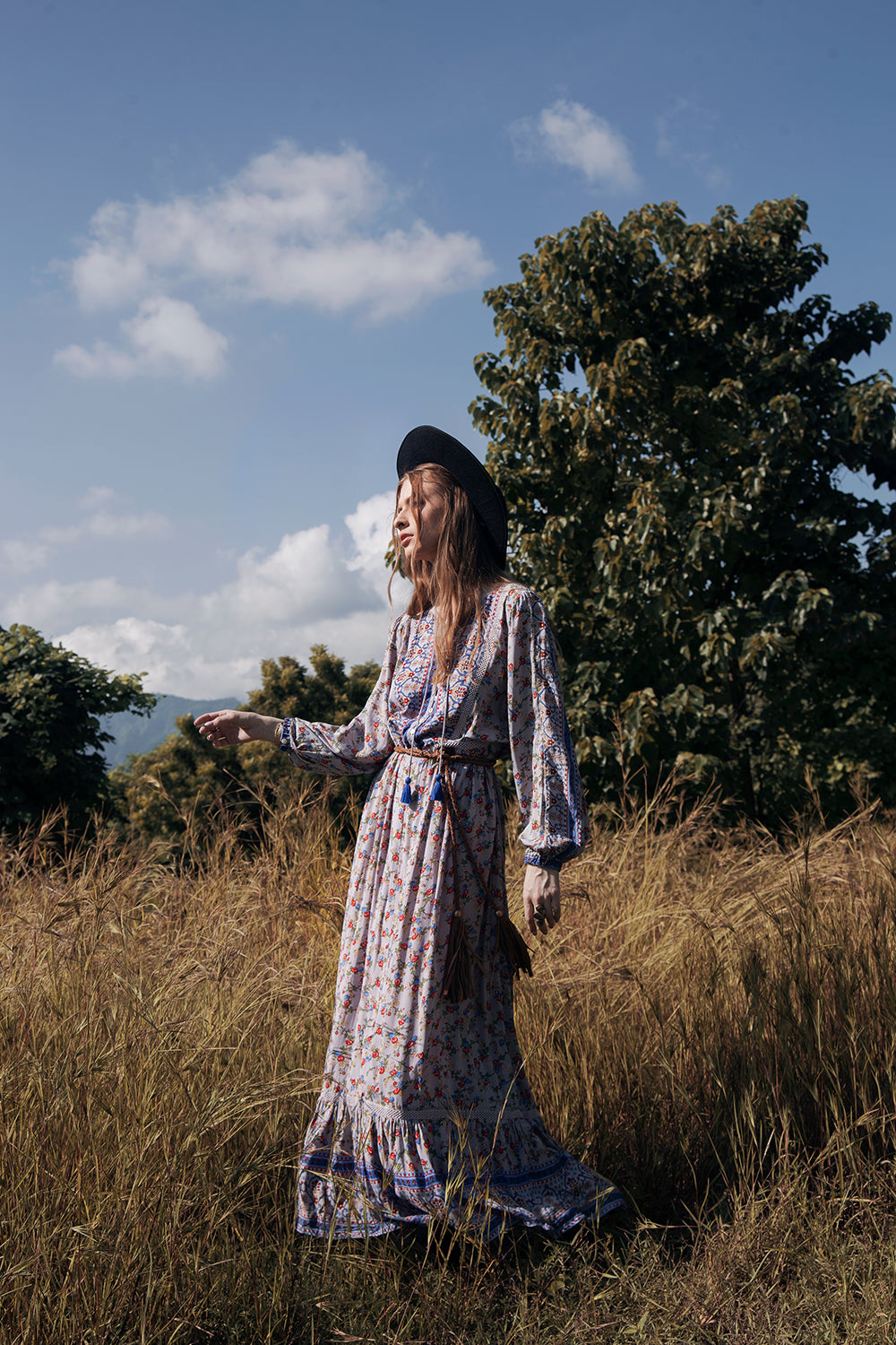 Grey boho sale maxi dress